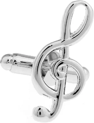 MRCUFF Treble Clef Music Note Pair of Cufflinks in a Presentation Gift Box & Polishing Cloth