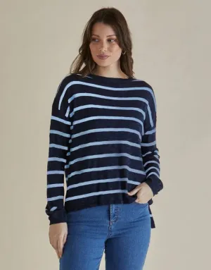 Natasha Knit Top - Blue Stripe