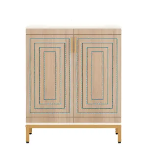 NNETMLT 5-Tier Shoe Cabinet with Geometric Pattern Doors-White/Natural