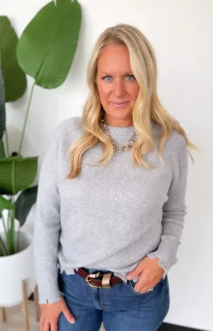 Noah Distressed Knit Grey Sweater