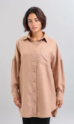 O200156-Textured Long Sleeves Summer Bronze Shirt