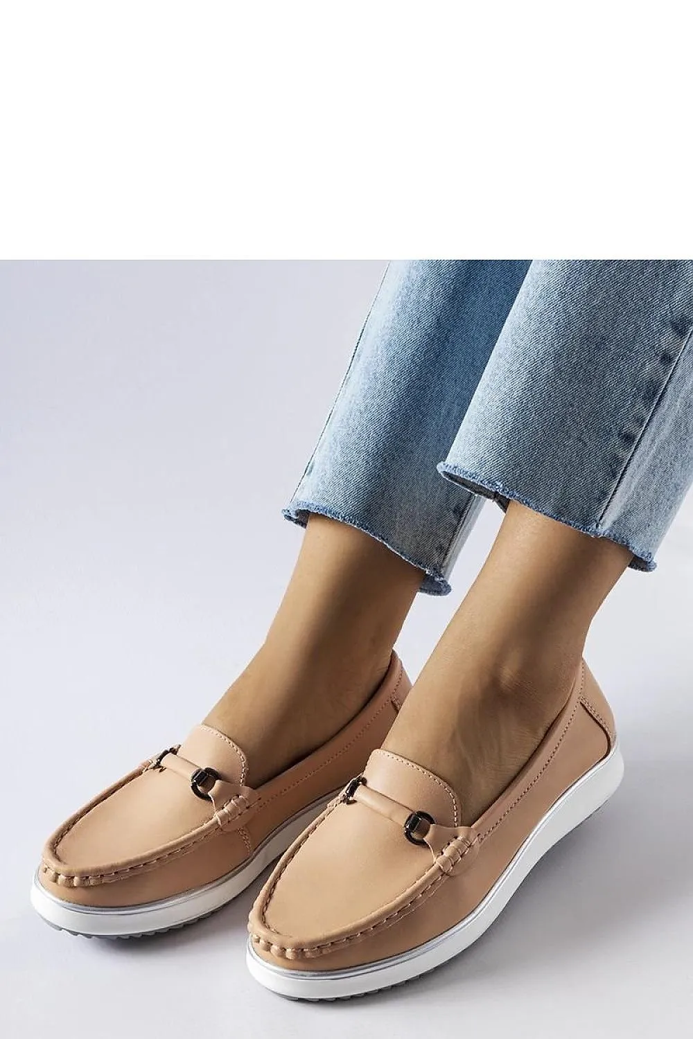 Pink moccasins with a leather insole