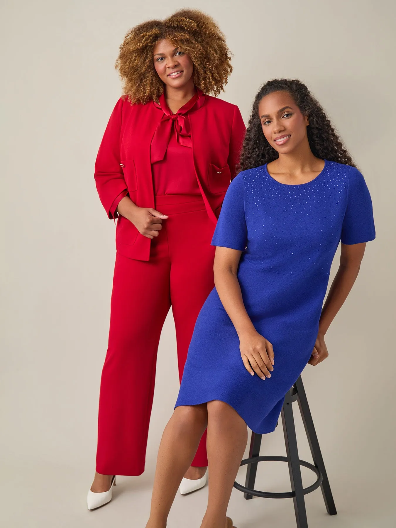Quarter Sleeve Crew Neck Dress, Royal Signature
