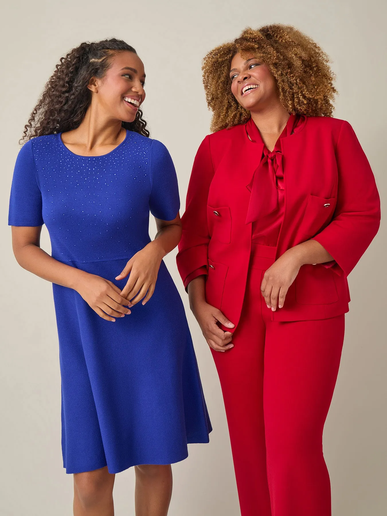 Quarter Sleeve Crew Neck Dress, Royal Signature
