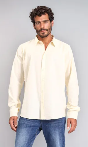 R207476-Turn Down Collar Long Sleeve Shirt - Light Yellow