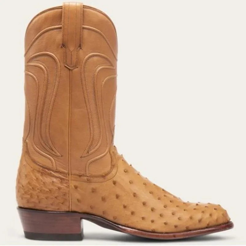 Roman Cozy Mid-Heel Ostrich Knights Boots