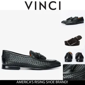 The Mclean Shoe Black Leather Woven Tassel Loafer Men  Shoe