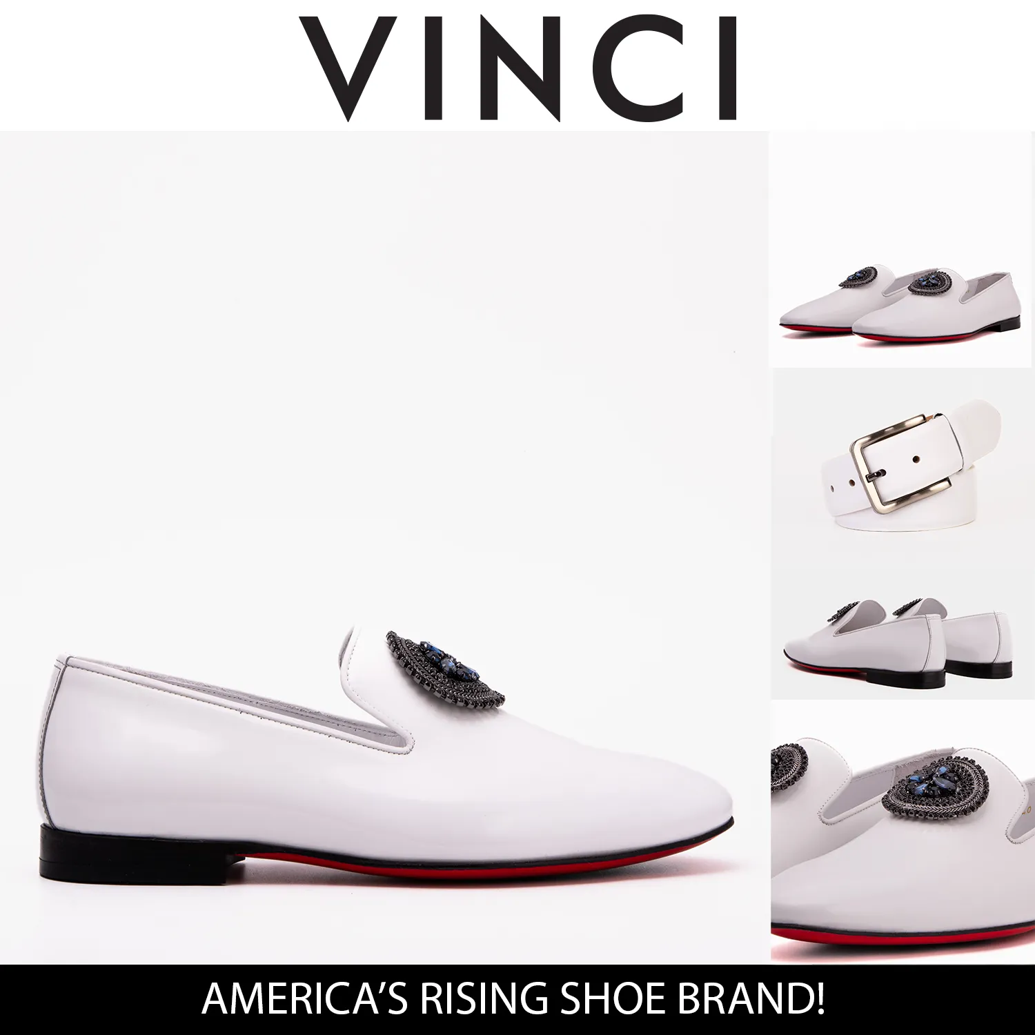 The Pombe White Patent Leather Dress Slip-on Loafer Men Shoe