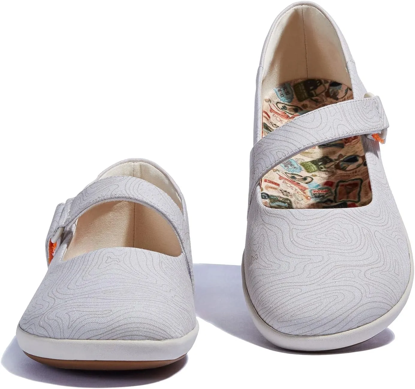 UIN Women's Mary Jane Flats Slip On Round Toe Casual Lightweight Comfortable Art Painted Travel Shoes Illites 