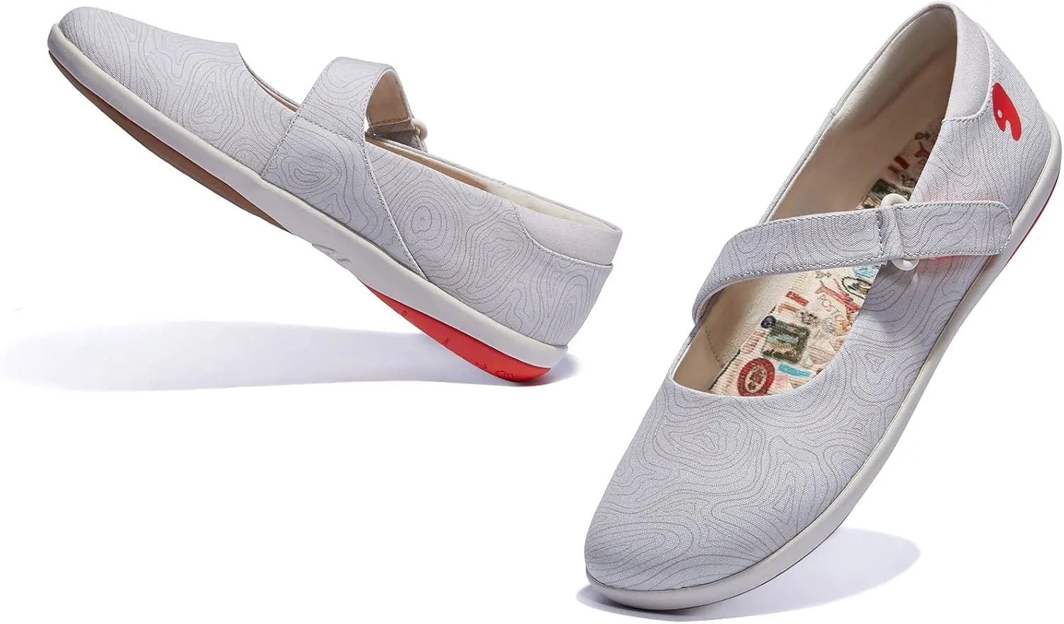 UIN Women's Mary Jane Flats Slip On Round Toe Casual Lightweight Comfortable Art Painted Travel Shoes Illites 
