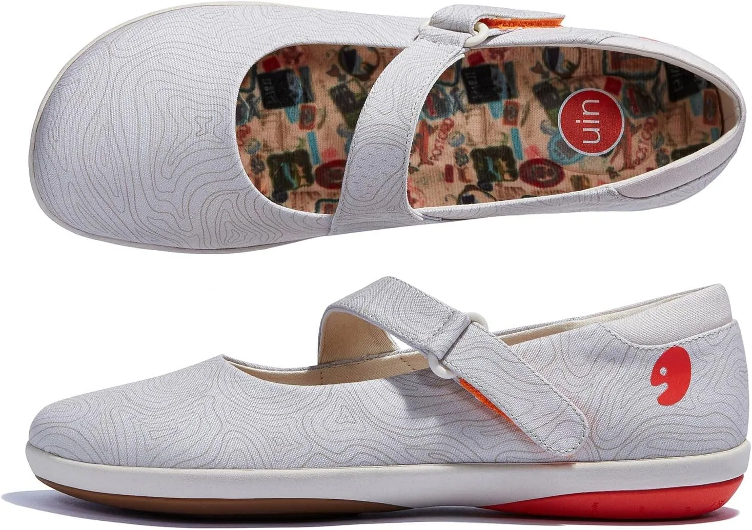 UIN Women's Mary Jane Flats Slip On Round Toe Casual Lightweight Comfortable Art Painted Travel Shoes Illites 