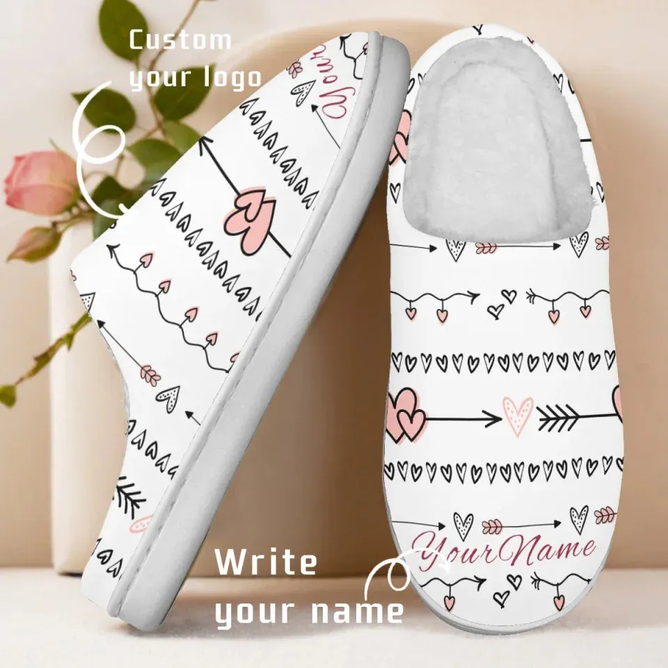 Unique Gift,Personalized Love Themed Indoor Slipper, Custom Warm Fur Slipper for Couples, Gift for Valentine's Day