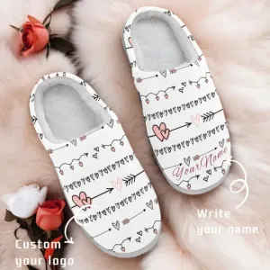 Unique Gift,Personalized Love Themed Indoor Slipper, Custom Warm Fur Slipper for Couples, Gift for Valentine's Day