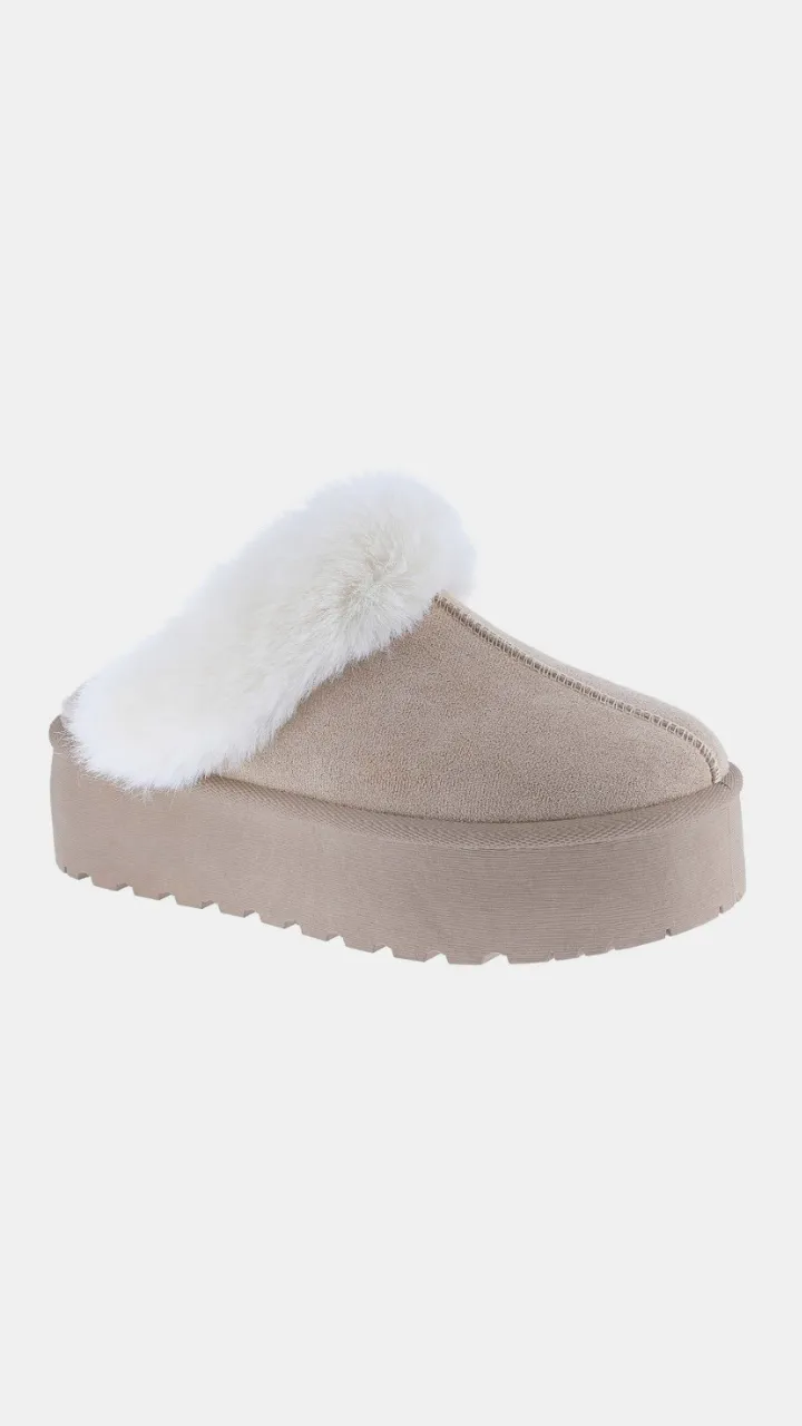 Weeboo Trim Snow Slippers in Taupe