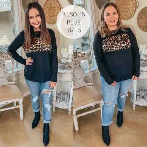 Wildly Cozy Waffle Knit Top with Leopard Bust and Elbow Patches in Black