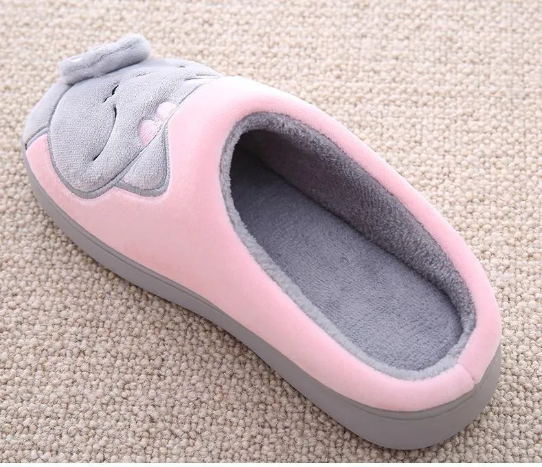 Winter warm plush slippers cute cat animal slippers house bedroom couple slippers