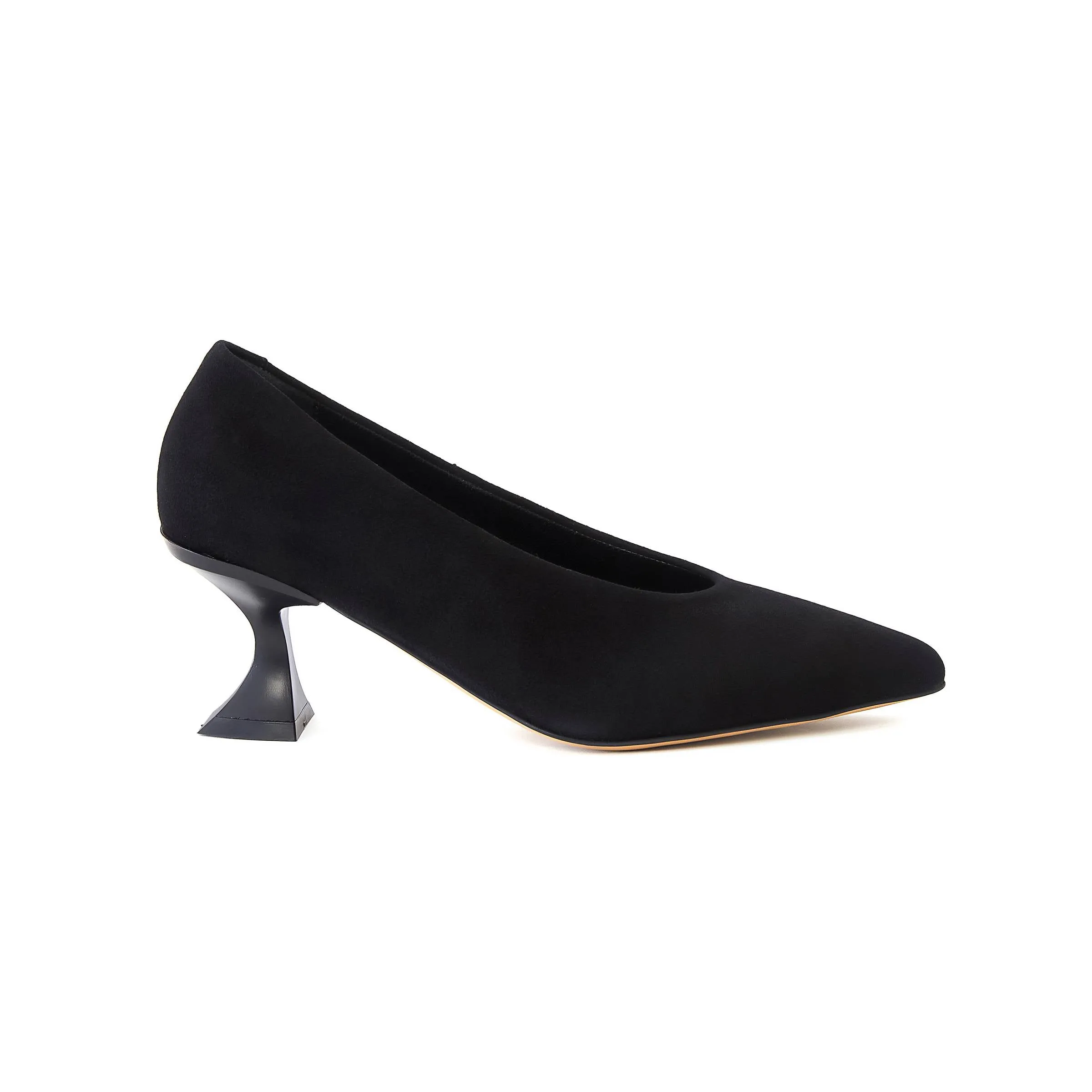 Women's Suede Calf Leather Handmade Kitten Heels W2013