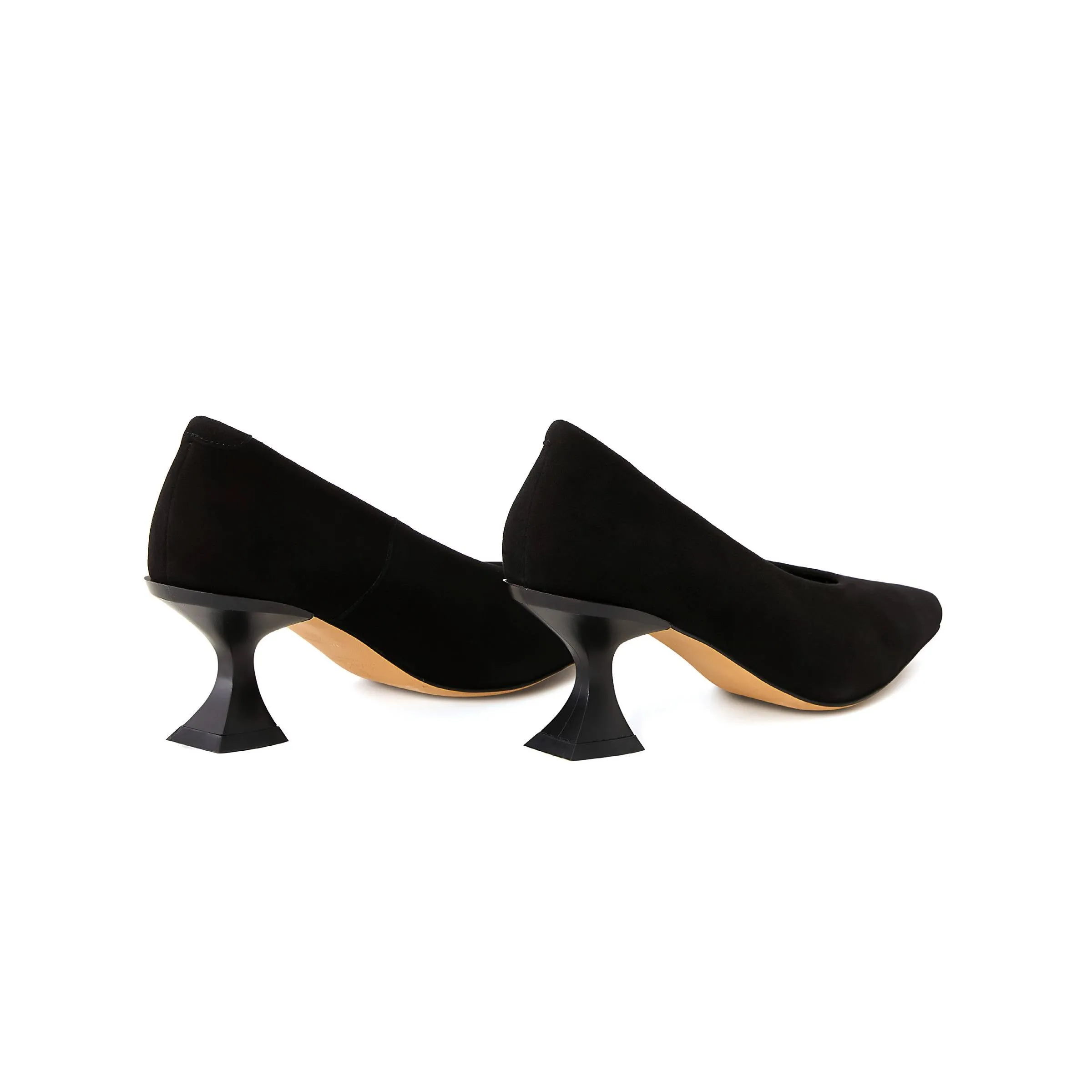 Women's Suede Calf Leather Handmade Kitten Heels W2013