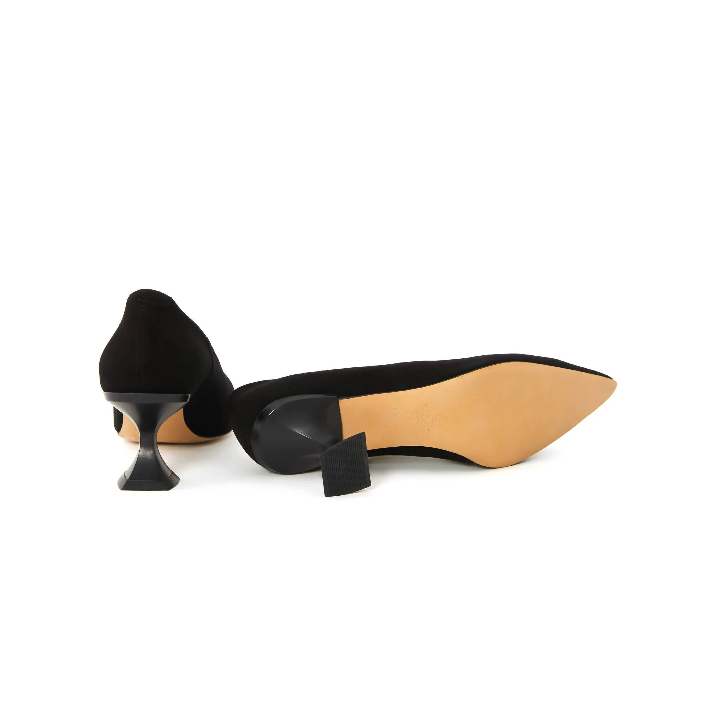 Women's Suede Calf Leather Handmade Kitten Heels W2013
