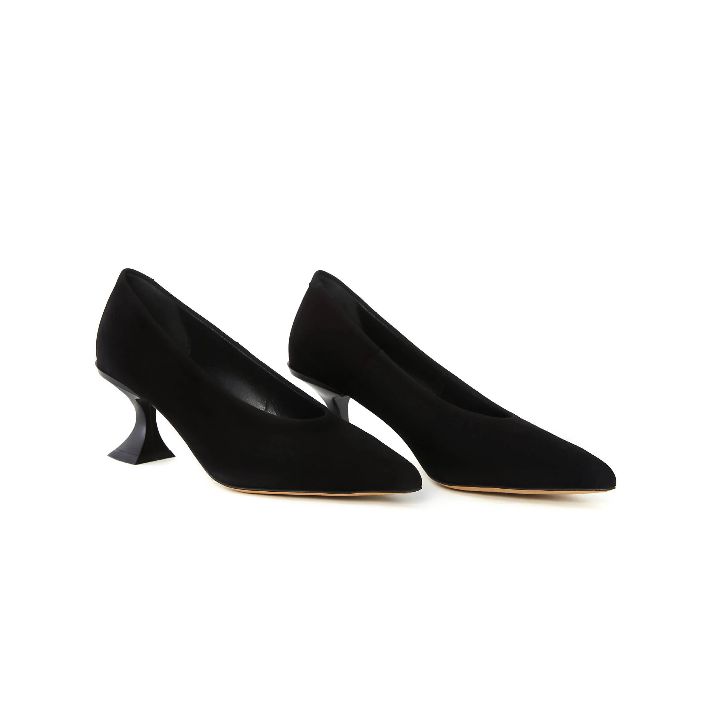 Women's Suede Calf Leather Handmade Kitten Heels W2013