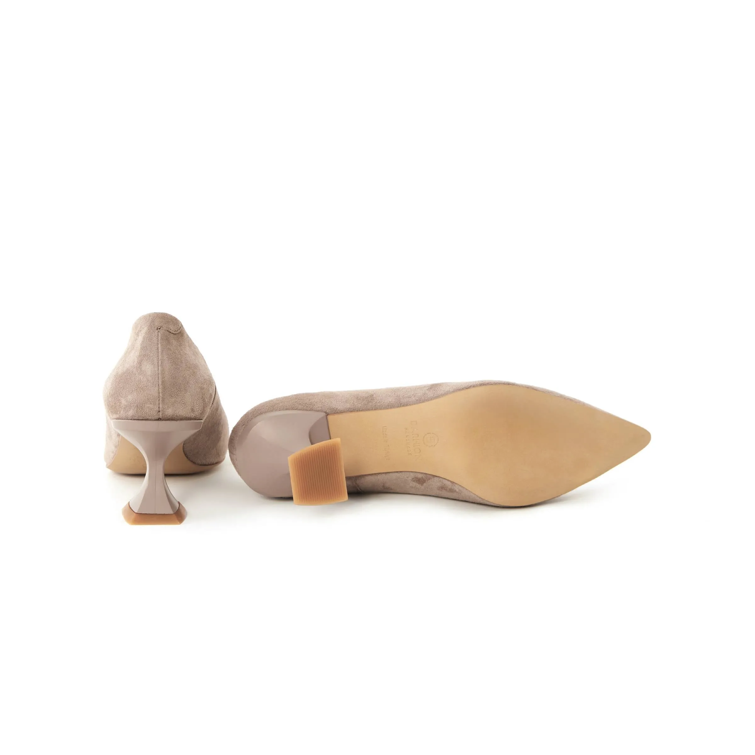 Women's Suede Calf Leather Handmade Kitten Heels W2013