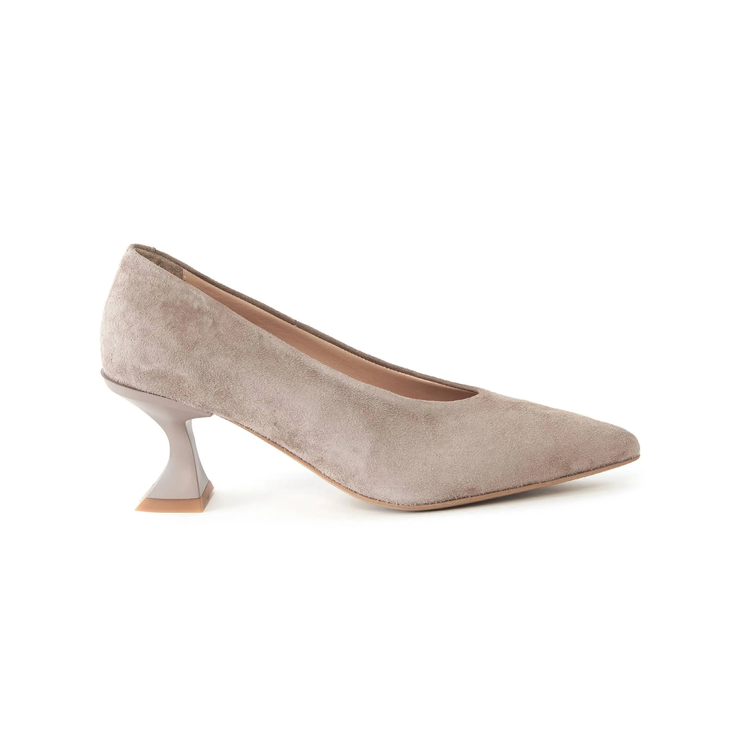 Women's Suede Calf Leather Handmade Kitten Heels W2013